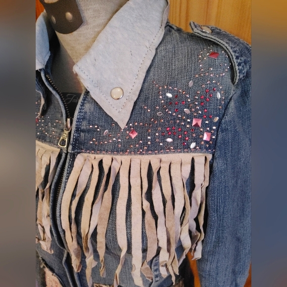 Parasuco Denim Jean Jacket Western Boho Tassels Beaded cowgirl NEW tags Canada - Picture 4 of 9